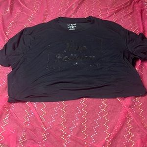 TRUE RELIGION black logo cropped tee